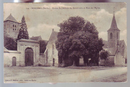 72 - SOLESMES - ABBAYE DES BENEDICTINS ET PLACE DE L'ÉGLISE - - Solesmes