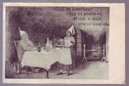 61 - DOMFRONT - CARTE ILLUSTRÉE - VILLE DE BONHEUR - ANIMÉE - - Domfront