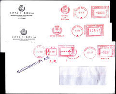 Stemmi, Comuni E Città, Biella, Casale Monferrato, Carmagnola (b), Moretta (b), 11 Buste, Ema,meter,freistempel - Franking Machines (EMA)