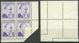 Turkey; 1957 Regular Postage Stamp 10 K. ERROR "Perf. On Folded Paper" - Unused Stamps