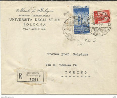 Radiodiffusione Lire 55 + Complementare Su Busta Da Bologna A Torino - 1946-60: Storia Postale