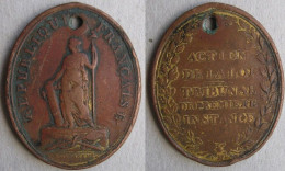 Justice Et Loi ,  Médaille De 1793 , Huissier Au Tribunal De Première Instance, Action De La Loi, Par Maurisset - Professionals/Firms