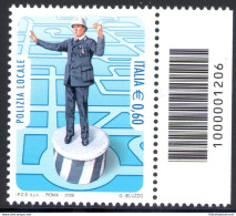 2008 Repubblica Italiana "Codici A Barre" Polizia Locale 1 Val Codice A Barre N° 1206 MNH** - Code-barres