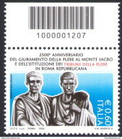 2008 Repubblica Italiana "Codici A Barre" Tribuno Della Plebe 1 Val Codice A Barre N° 1207 MNH** - Códigos De Barras