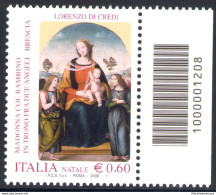 2008 Repubblica Italiana "Codici A Barre" Natale 2008 1 Val Codice A Barre N° 1208 MNH** - Barcodes