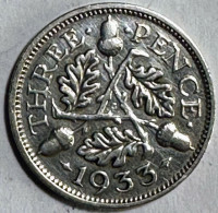 United Kingdom 3 Pence 1933 (Silver) - F. 3 Pence