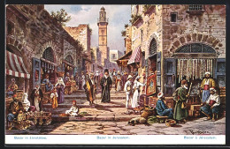 Künstler-AK Friedrich Perlberg: Jerusalem, Basar  - Perlberg, F.