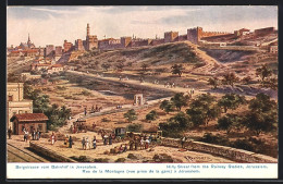 Künstler-AK Jerusalem, Bergstrasse Vom Bahnhof  - Palestine