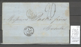 France -Lettre Du Paquebot De La Méditerranée  ALEXANDRE -   Smyrne - 1854 - - Posta Marittima