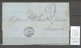 France -Lettre Du Paquebot De La Méditerranée  ALEXANDRE -   Smyrne - 1854 - - Maritime Post