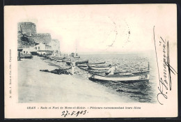 CPA Oran, Rade Et Fort De Merz-el-Kebir, Pecheurs Raccommodant Leurs Filets  - Oran