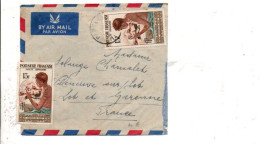 POLYNESIE  AFFRANCHISSEMENT COMPOSE SUR LETTRE AVION DE HANOI POUR LA FRANCE 1959 - Briefe U. Dokumente