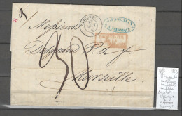 France -Lettre Du Paquebot De La Méditerranée  LYCURGUE -  Salonique - 1853 - - Correo Marítimo