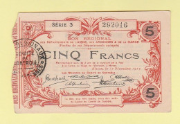 Bon Régional Des Departements De L'Aisne Des Ardennes Et De La Marne - 5 Francs - Bonos