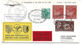 LETTRE PAR EXPRES - EILBOTE - 1957 POSTSEGELFLUG ZWICKAU - KARL-MARX-STADT - Lettres & Documents