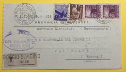 1948 POGGIO SAN VICINO  RACCOMANDATA CON DEM  TARIFFA RIDOTTA 42,50 LIRE - 1946-60: Marcophilie