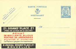 BELGIUM PPS 50C BLUE "SCEAU D'ETAT" SBEP PUBLIBEL 614 UNUSED - Werbepostkarten