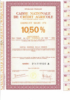 75-CAISSE NATIONALE DE CREDIT AGRICOLE.  1974  10,5 %    Lot De 2 - Otros & Sin Clasificación