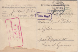 Carte Allemande En Franchise Pour Prisonnier Français, Camp MERSEBOURG (Saxe Anhalt) 17.5.18 - 1. Weltkrieg 1914-1918