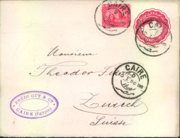 1896, Stationery Envelope Uprated 5 M. From CAURO To Switzerland - 1866-1914 Khedivate Of Egypt