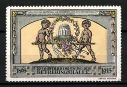 Reklamemarke Kelheim, 30 Jahre Der Eröffnung Der Befreiungshalle 1863-1913, Nackte Buben Tragen Ein Modell  - Cinderellas