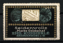 Reklamemarke Seidenwolle Marke Goldschaf, Emil Kummerle, Brandenburg A. H., Wollknäuel  - Erinnofilia