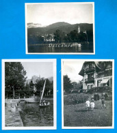Haute-Savoie Lac Léman * Lugrin Villa Vindry Et Son Port, Evian-les-Bains * 3 Photos Originales Vers 1910 - Orte