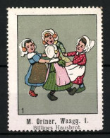 Reklamemarke Hausbrot Von M. Ortner, Waagg, Tanzende Kinder  - Vignetten (Erinnophilie)