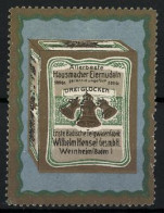 Reklamemarke Drei Glocken - Hausmacher Eiernudeln, Erste Badische Teigwarenfabrik Wilhelm Hensel, Weinheim, Schachtel  - Erinnofilie