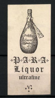 Reklamemarke PARA-Liquor, Ultrafine, Likörflasche  - Erinnofilia