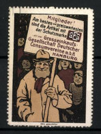 Reklamemarke Grosseinkaufs-Gesellschaft Deutscher Consumvereine MbH, Hamburg, Mitglieder Mit Plakat  - Vignetten (Erinnophilie)