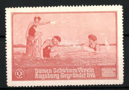 Reklamemarke Augsburg, Damen Schwimm Verein, Gegr. 1908, Drei Damen Am Seeufer  - Cinderellas