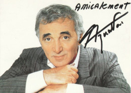 CHARLES  AZNAVOUR  ( Carte Dédicacée ) - Cantantes Y Músicos