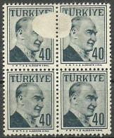 Turkey; 1957 Regular Postage Stamp 40 K. ERROR "Speckled Print" - Unused Stamps