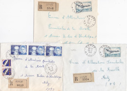 36982# LOT 5 LETTRES FRANCHISE PARTIELLE RECOMMANDE Obl GORZE MOSELLE 1968 Pour METZ 57 - Cartas & Documentos