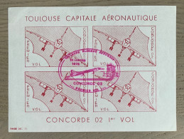 France - Vignette Toulouse Capitale Aéronautique - Concorde 02 1er Vol NON Dentelé Oblitéré. - Concorde