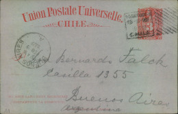 1902, Stationery Card With Hoster Postmark From VALPARAISO To Buenos Aires - Chile