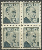 Turkey; 1957 Regular Postage Stamp 40 K. "Pleat ERROR" - Ongebruikt