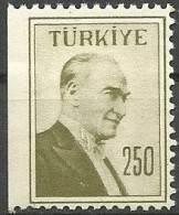 Turkey; 1957 Regular Postage Stamp 250 K. ERROR "Imperf. Edge" - Nuovi