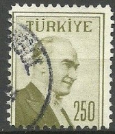 Turkey; 1957 Regular Postage Stamp 250 K. ERROR "Shifted Perf." - Gebruikt