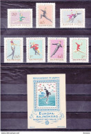 HONGRIE 1963 PATINAGE  Yvert 1539-1545 + BF 43, Michel 1898-1904 + Bl 37 NEUF** MNH Cote 22,50 Euros - Nuovi