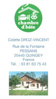 25 - QUINGEY -PUB - CARTE VISITE -RESTAURANT CHAMBRE D'HOTE - Sonstige & Ohne Zuordnung