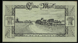 Notgeld Hoyer 1920, 1 Mark, Stadtwappen, Stadtansicht Mit Windmühle, Getreidebündel, Gott Schütze Unsere Waterkant.  - Dänemark