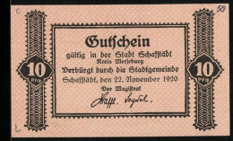 Notgeld Schafstädt / Merseburg 1920, 10 Pfennig, Wappen Magistrat Der Stadt Schafstädt, Ornamente  - Lokale Ausgaben