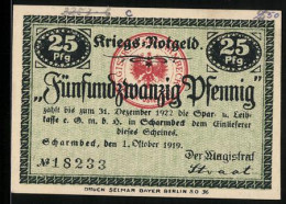 Notgeld Scharmbeck 1919, 25 Pfennig, Wappen Magistrat Scharmbeck Kreis Osterholz  - [11] Emisiones Locales