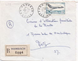 36989# LETTRE FRANCHISE PARTIELLE RECOMMANDE Obl HAMBACH MOSELLE 1967 Pour METZ 57 - Brieven En Documenten