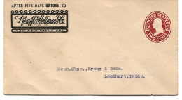 ENTIER POSTAL PRIVE PFEUFFER HELLMANH CO. NEW BRAUNFELS TEX. - Other & Unclassified