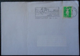 S079 Flamme Oblitération Saint Lo RP 50 Manche 50 Anniversaire De La Libération De Saint Lo 1944 1994 16 7 94 - Mechanical Postmarks (Advertisement)