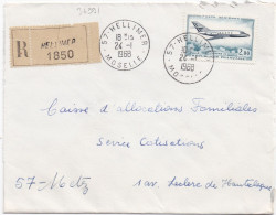 36991# LETTRE FRANCHISE PARTIELLE RECOMMANDE Obl HELLIMER MOSELLE 1968 Pour METZ 57 - Storia Postale