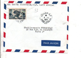 A O F SEUL SUR  LETTRE DE ABIDJAN POUR LA FRANCE 1955 - Cartas & Documentos